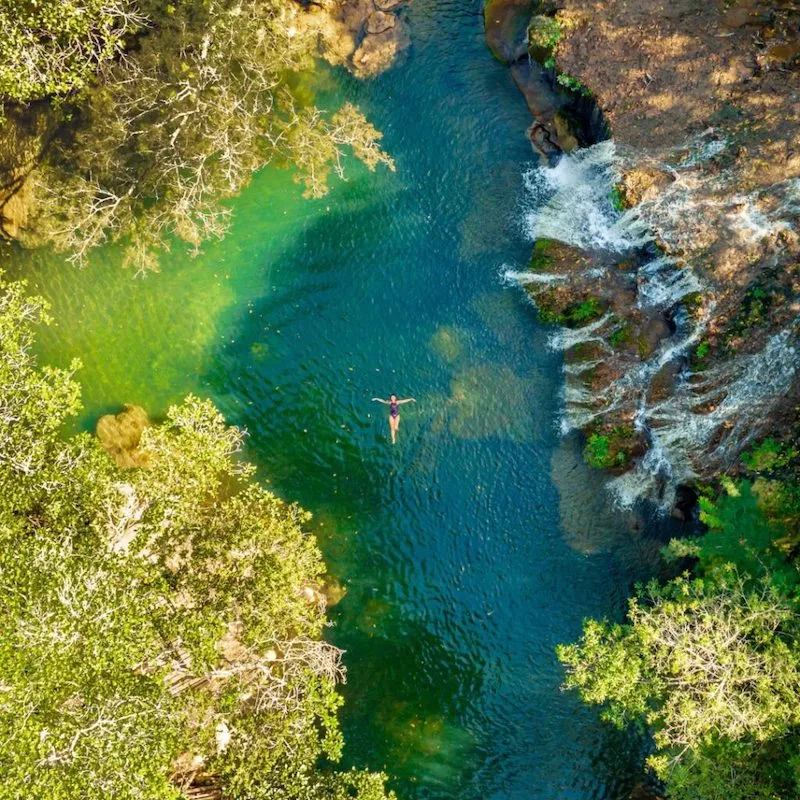 Estância Mimosa, Bonito MS: a waterfall trail at farm pace